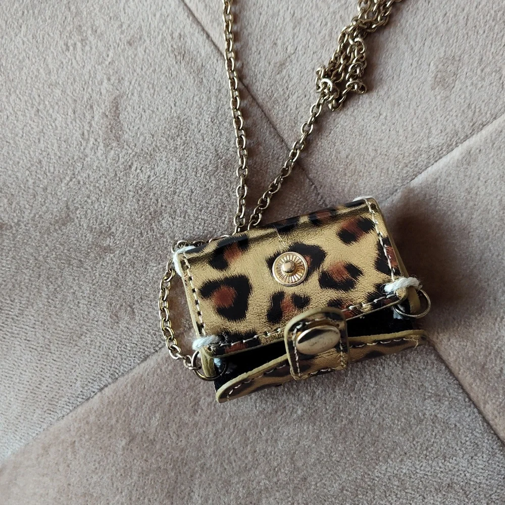 Forever 21 Cheetah Print Gold-Tone Pendant Necklace